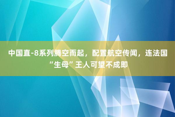 中国直-8系列腾空而起，配置航空传闻，连法国“生母”王人可望不成即