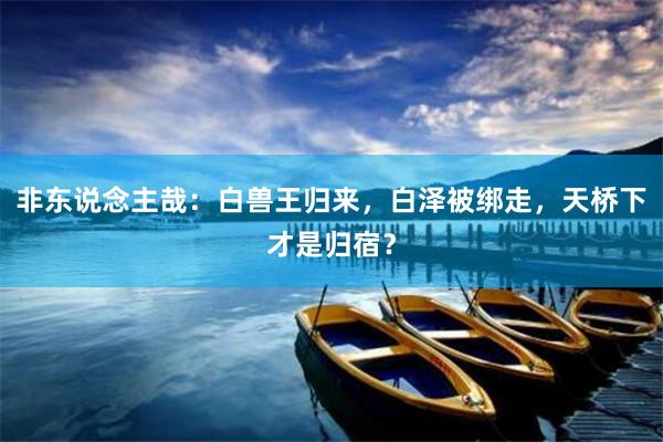 非东说念主哉：白兽王归来，白泽被绑走，天桥下才是归宿？