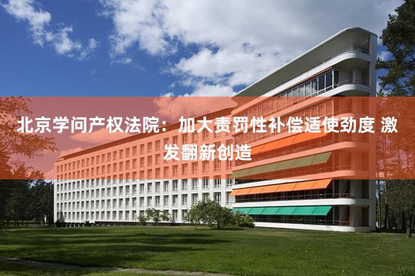 北京学问产权法院：加大责罚性补偿适使劲度 激发翻新创造