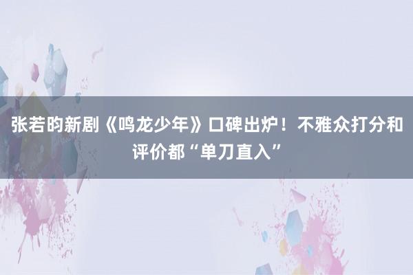 张若昀新剧《鸣龙少年》口碑出炉！不雅众打分和评价都“单刀直入”