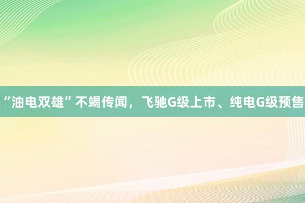 “油电双雄”不竭传闻，飞驰G级上市、纯电G级预售